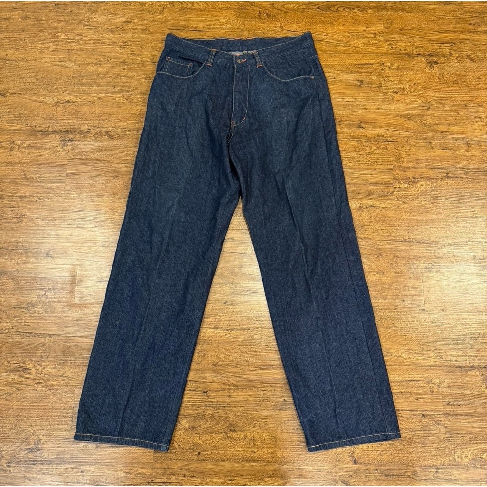 Vintage Y2K Karl Kani Gold Blue Casual Baggy Street Skater Denim Jeans Men 36x34